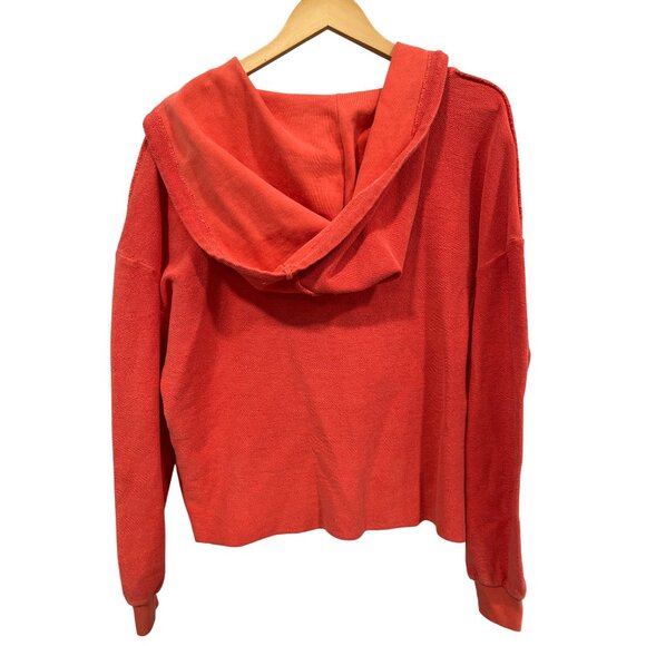BKE Core Reverse Pieced French Terry Active Hoodie Women XS Coral Oversized Cozy - Picture 4 of 8